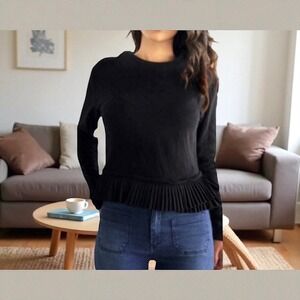J. Crew Factory Black Pleated Hem Blouse